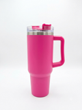 Pink Tumbler with Straw Stainless Steel 1.18L