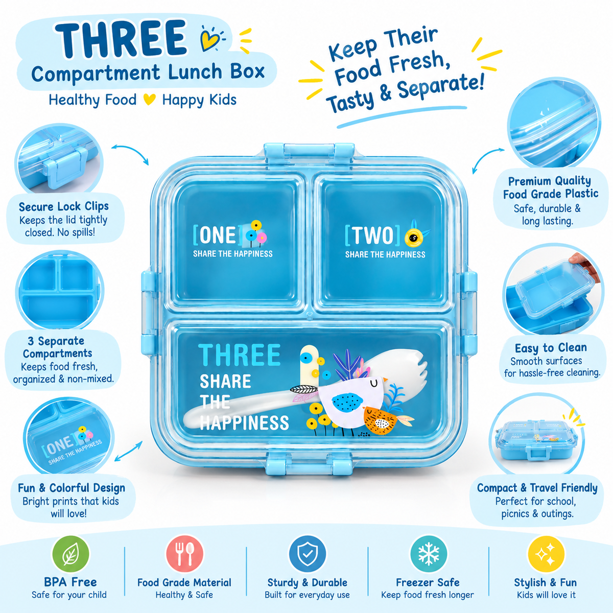 My Lunch 2 Layer Plastic Lunch Box Blue