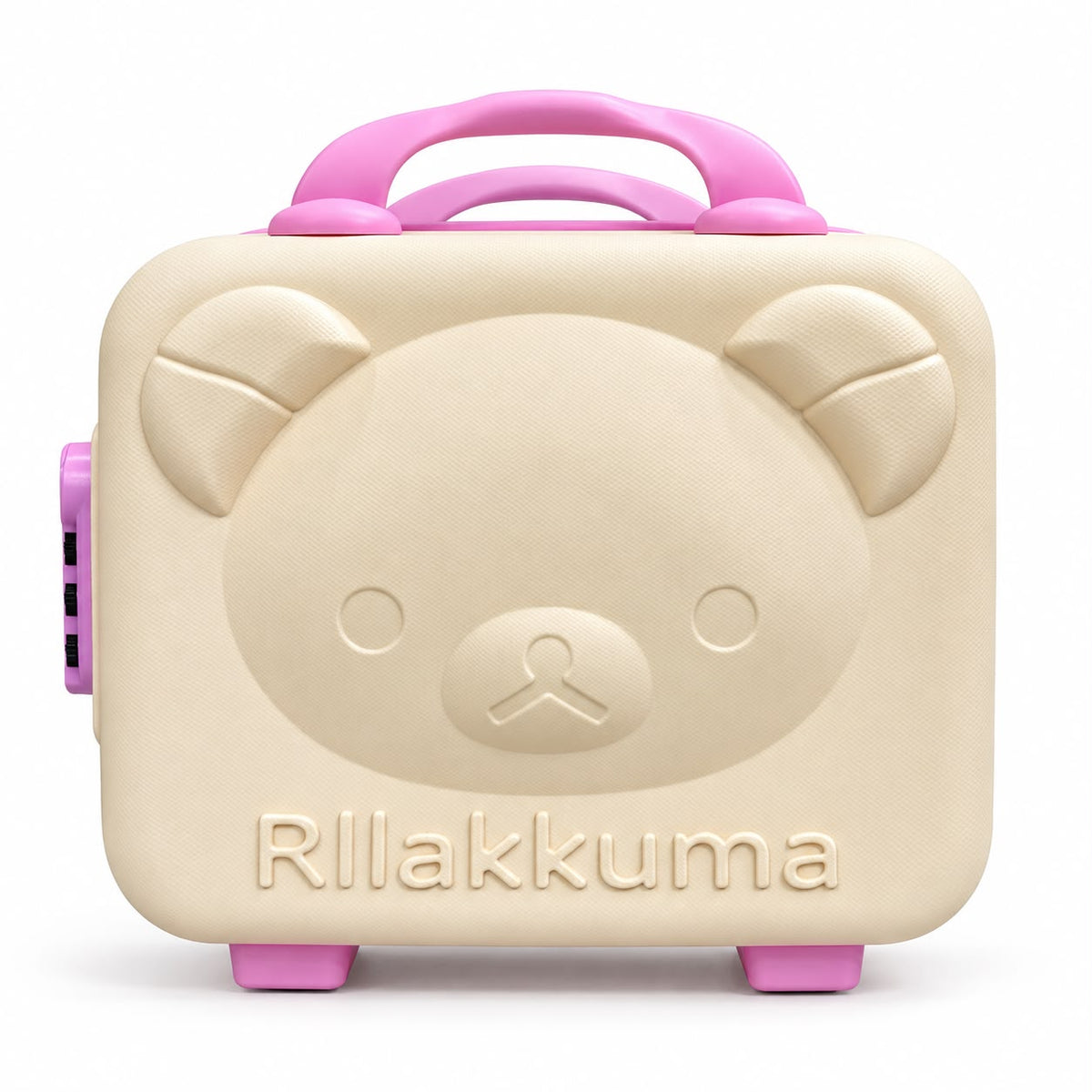 Cartoon Bear Storage Box For Travel Case Vanity Organiser Makeup Accessories Mini Luggage Vanity Bag Hard Shell ABS Durable Portable with Lock-1PCS-White with Pink border