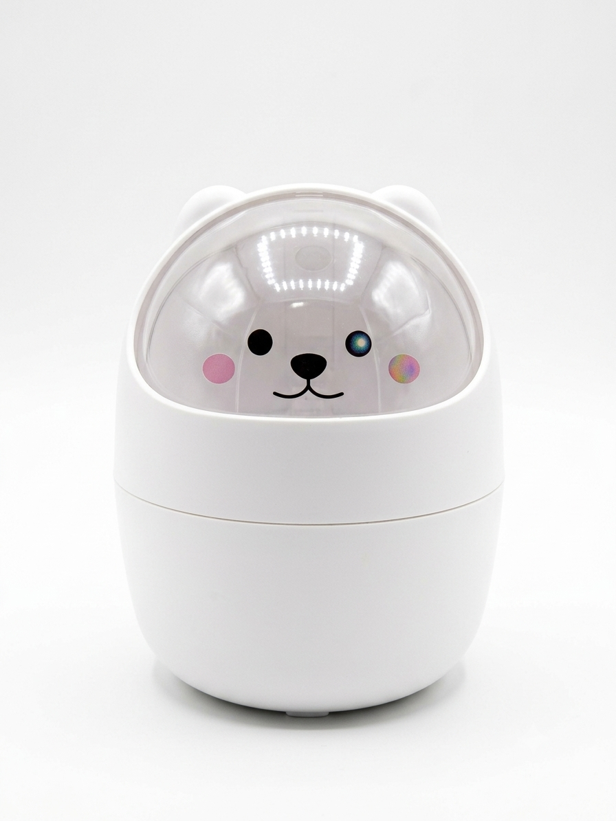 Mini Trash Can with Lid Cute Desktop Trash for Home Office Bedroom & Car-White