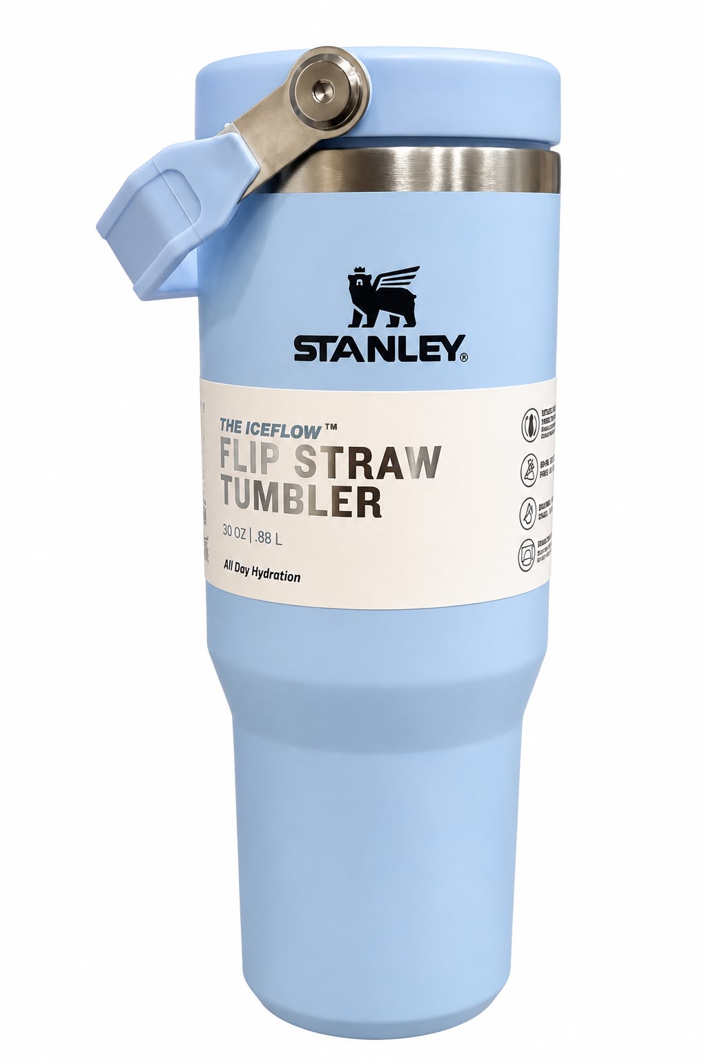 Stanley Quencher H2.0 Flow State Tumbler, 30 oz, Blue Stone Handle and Straw-880ml