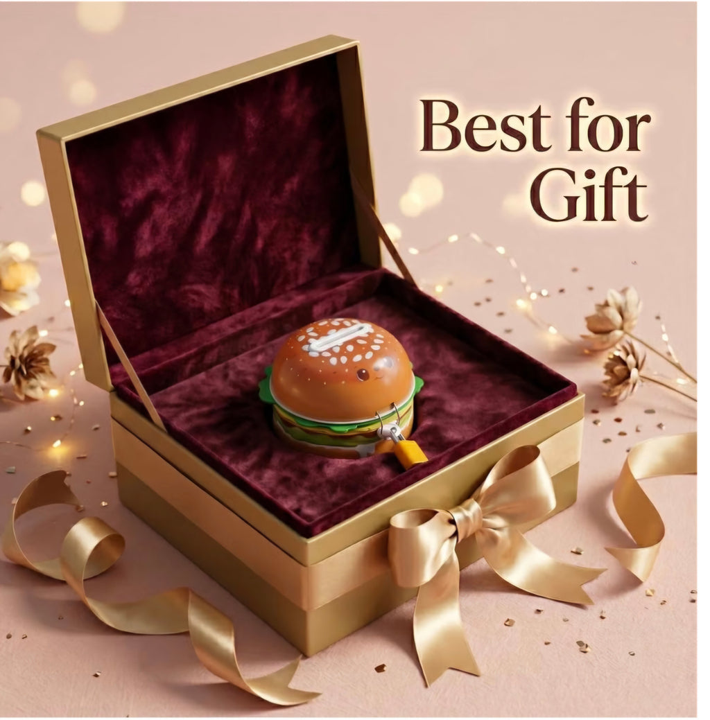 Cute Burger Shape Coin Box with Lock & Key