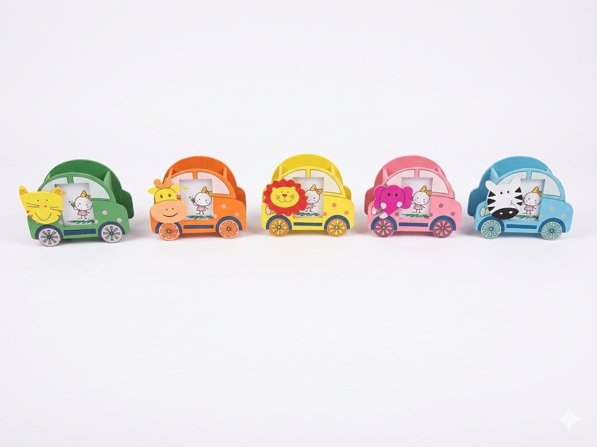 Car Shaped Wooden Stationary/Pencil Holder with Photo Frame + Message Holder (Pack of 5)