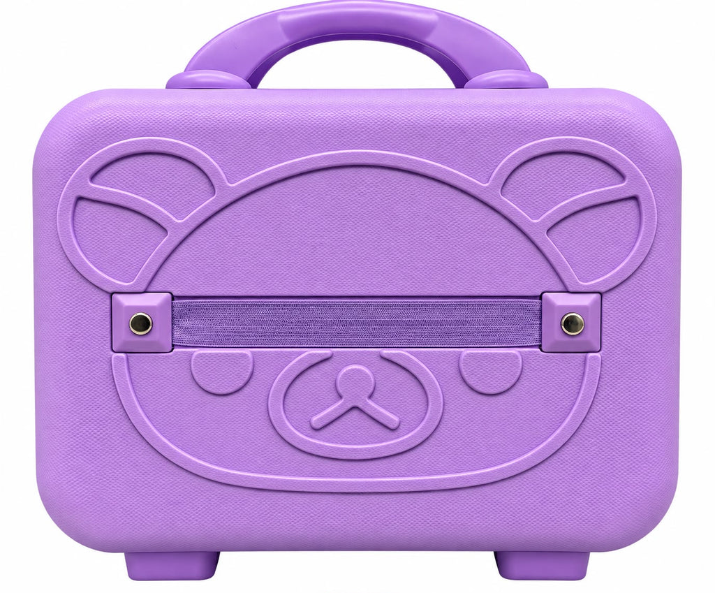 Cartoon Bear Storage Box For Travel Case Vanity Organiser Makeup Accessories Mini Luggage Vanity Bag Hard Shell ABS Durable Portable with Lock-1PCS-Purple