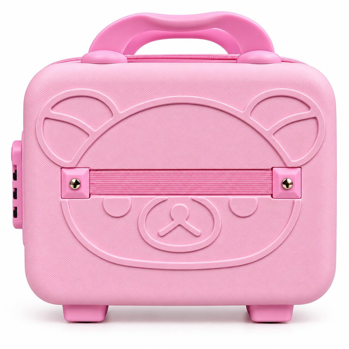 Cartoon Bear Storage Box For Travel Case Vanity Organiser Makeup Accessories Mini Luggage Vanity Bag Hard Shell ABS Durable Portable with Lock-1PCS-Pink