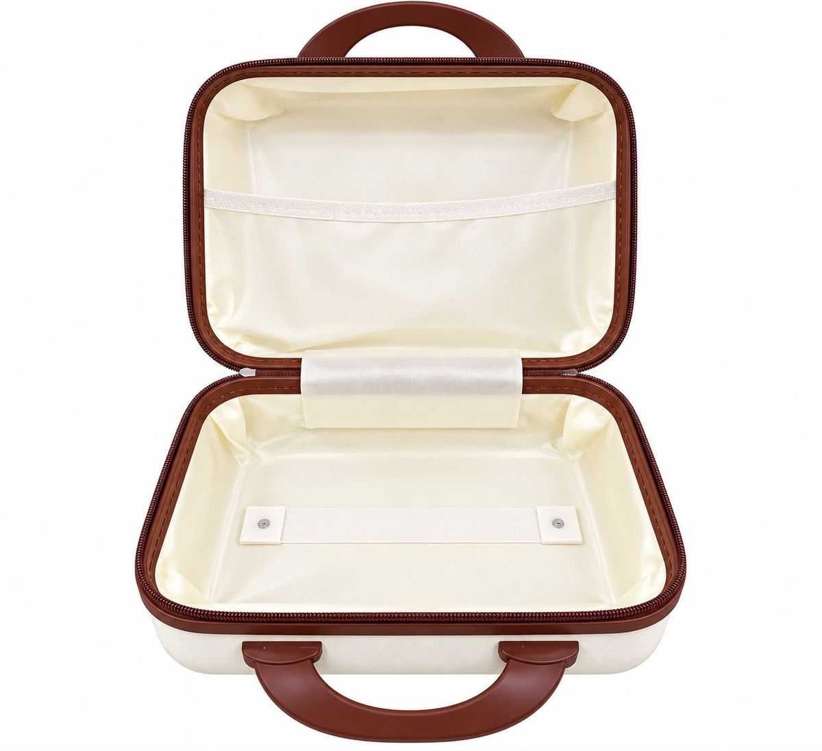 Cartoon Bear Storage Box For Travel Case Vanity Organiser Makeup Accessories Mini Luggage Vanity Bag Hard Shell ABS Durable Portable with Lock-1PCS-White with Brown border