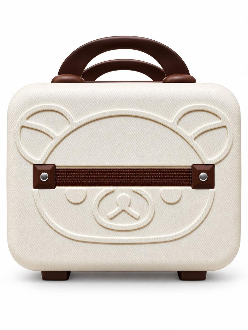 Cartoon Bear Storage Box For Travel Case Vanity Organiser Makeup Accessories Mini Luggage Vanity Bag Hard Shell ABS Durable Portable with Lock-1PCS-White with Brown border