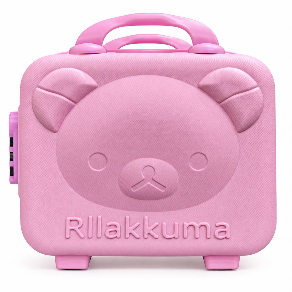 Cartoon Bear Storage Box For Travel Case Vanity Organiser Makeup Accessories Mini Luggage Vanity Bag Hard Shell ABS Durable Portable with Lock-1PCS-Pink