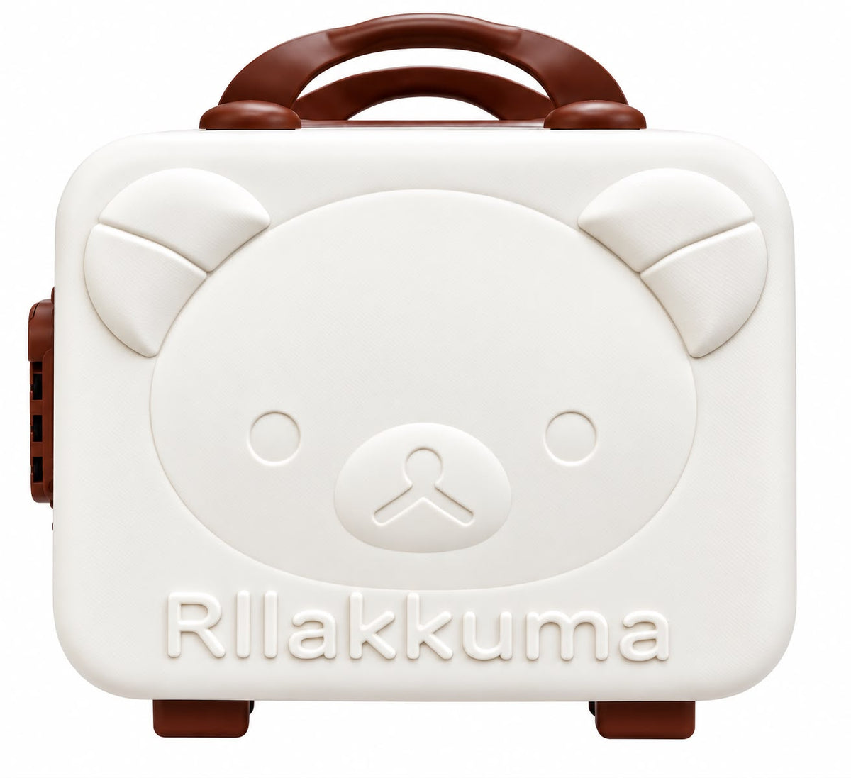 Cartoon Bear Storage Box For Travel Case Vanity Organiser Makeup Accessories Mini Luggage Vanity Bag Hard Shell ABS Durable Portable with Lock-1PCS-White with Brown border