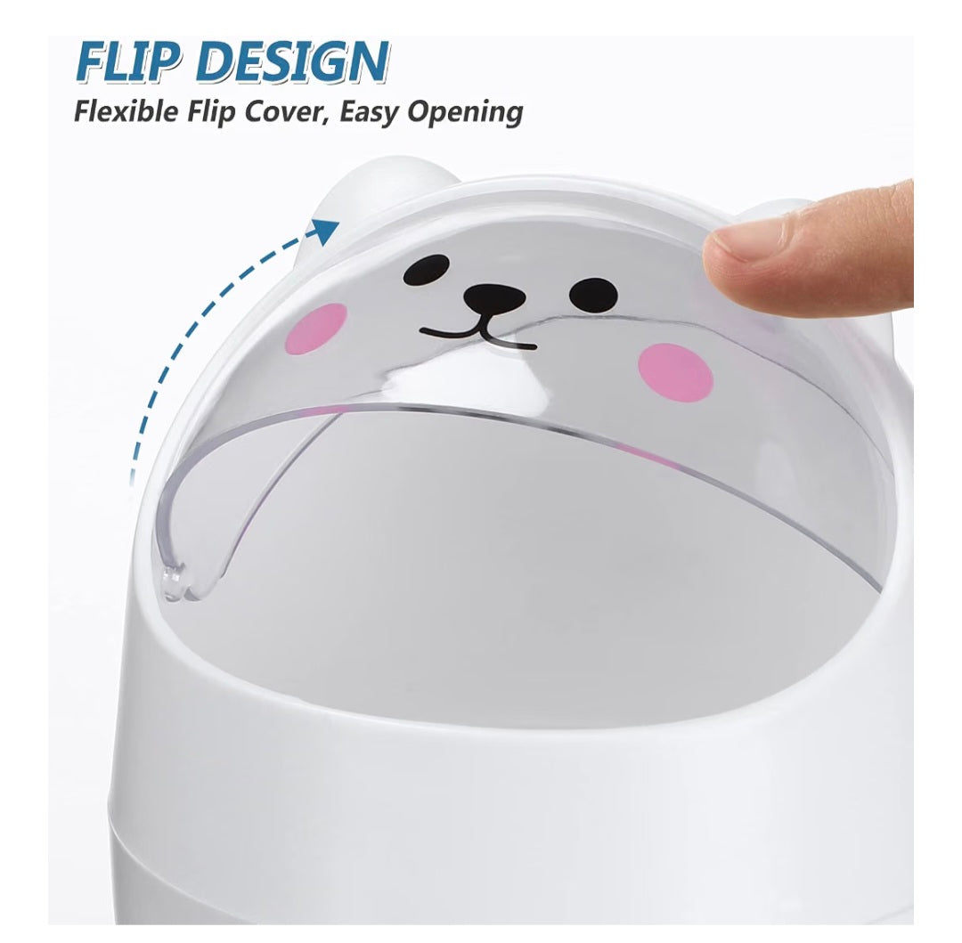 Mini Trash Can with Lid Cute Desktop Trash for Home Office Bedroom & Car-White