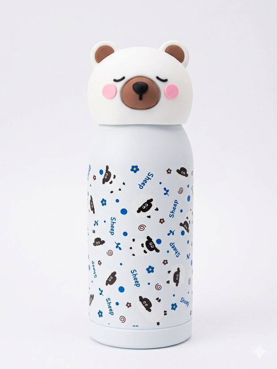 Stainless Steel Kids White Teddy Water Bottle with 400ML