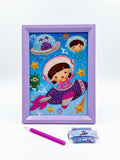 DIY 5D Kids Space Adventure Diamond Painting Kit –Craft Set with Frame