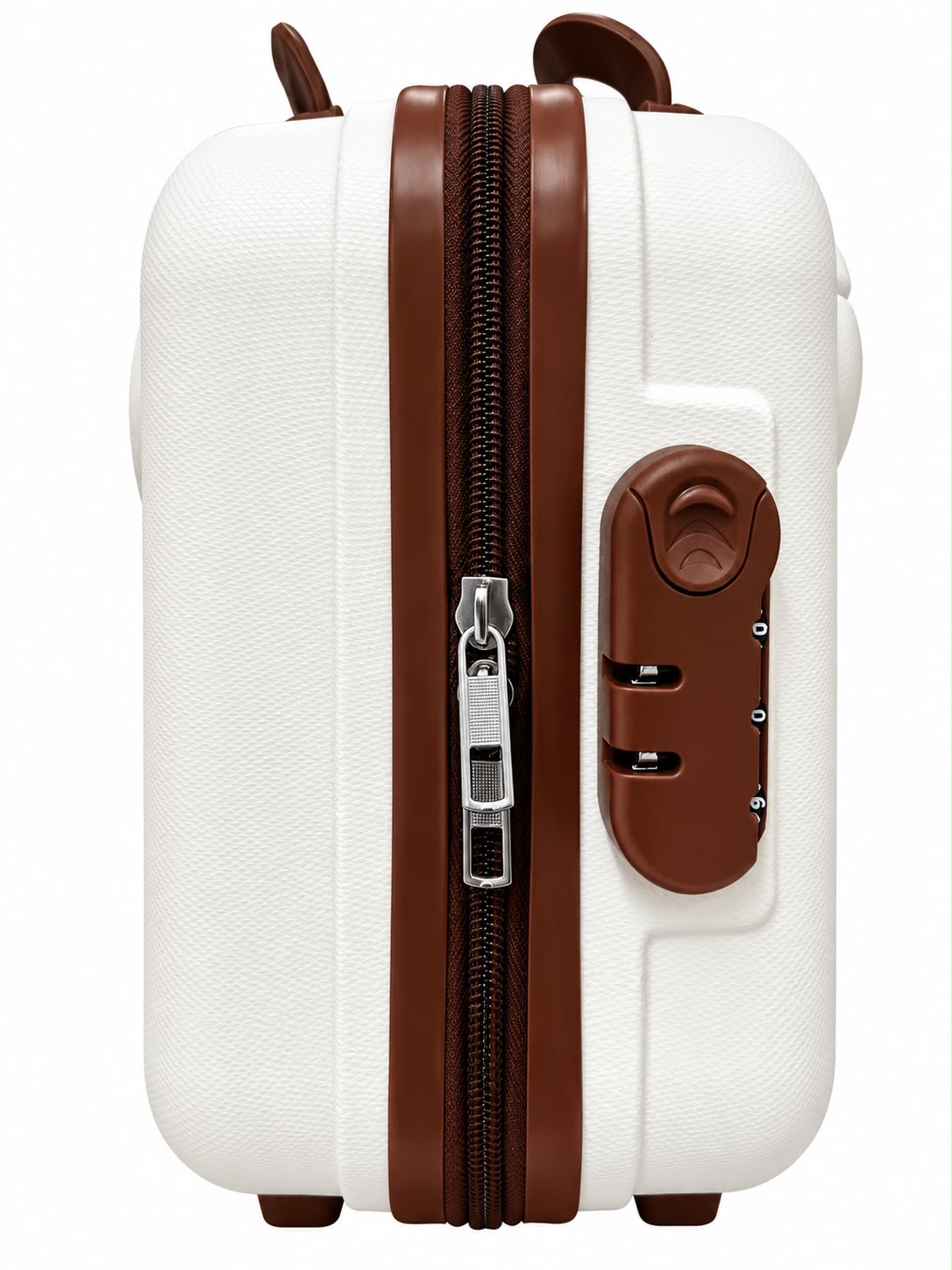 Cartoon Bear Storage Box For Travel Case Vanity Organiser Makeup Accessories Mini Luggage Vanity Bag Hard Shell ABS Durable Portable with Lock-1PCS-White with Brown border