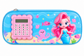 Mermaid Printed 3D Cover Blue Pencil Case with Calculator