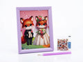 DIY 5D Cute Fox Couple Painting Kit for Kids with Wooden Frame