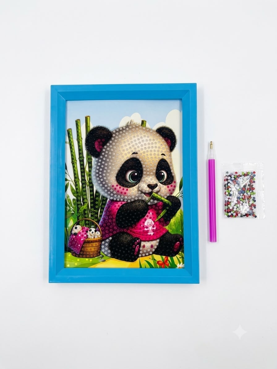 DIY 5D Cute Panda Diamond Painting Kit –Craft Set with Frame