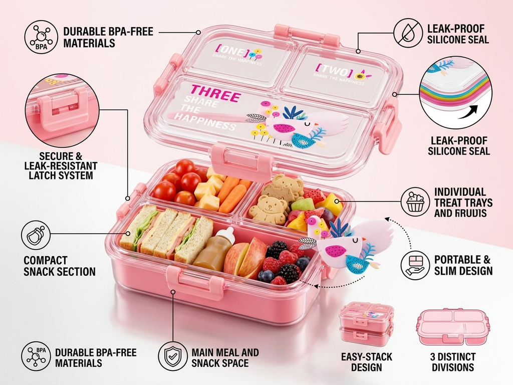 My Lunch 2 Layer Plastic Lunch Box Pink