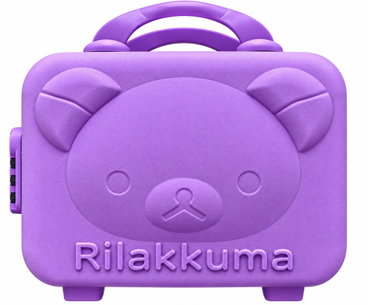 Cartoon Bear Storage Box For Travel Case Vanity Organiser Makeup Accessories Mini Luggage Vanity Bag Hard Shell ABS Durable Portable with Lock-1PCS-Purple