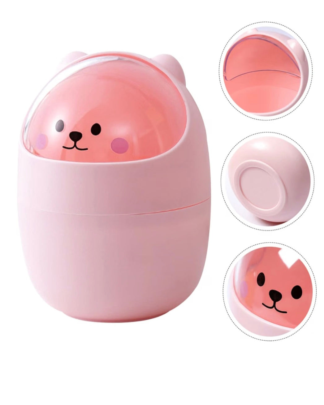 Mini Trash Can with Lid Cute Desktop Trash for Home Office Bedroom & Car-Pink
