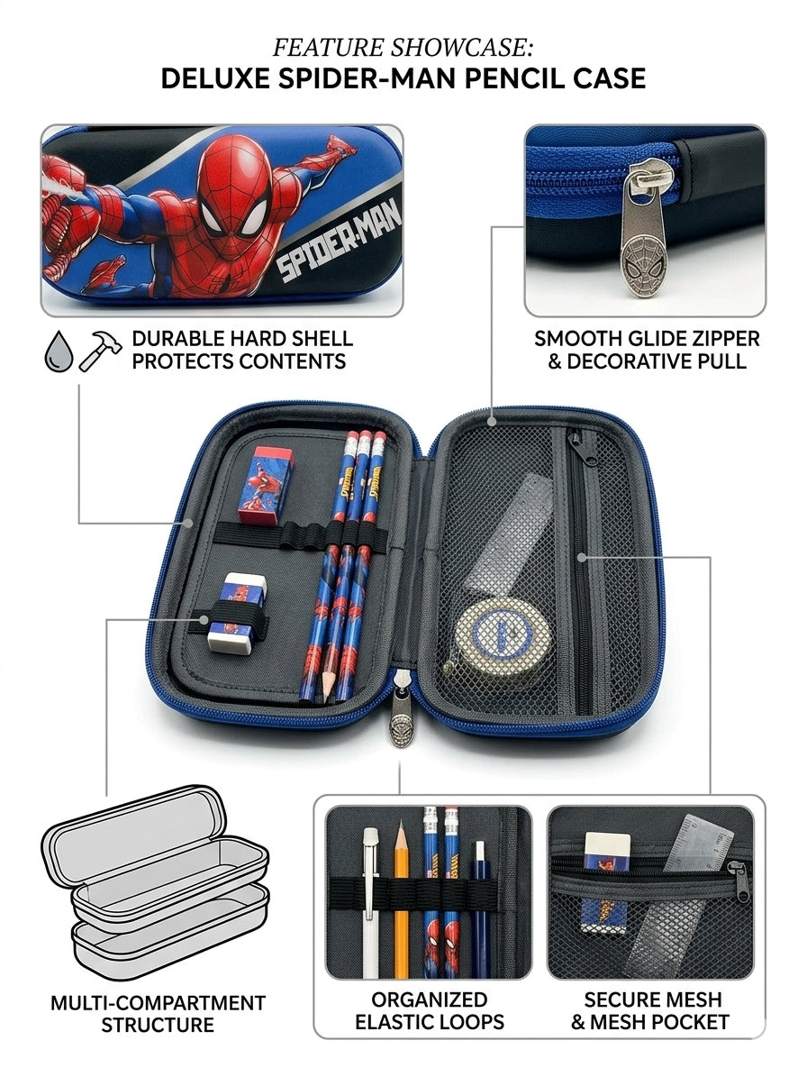 Pencil Case for Kids Boys 3D Spiderman Large Capacity Waterproof Pencil Box