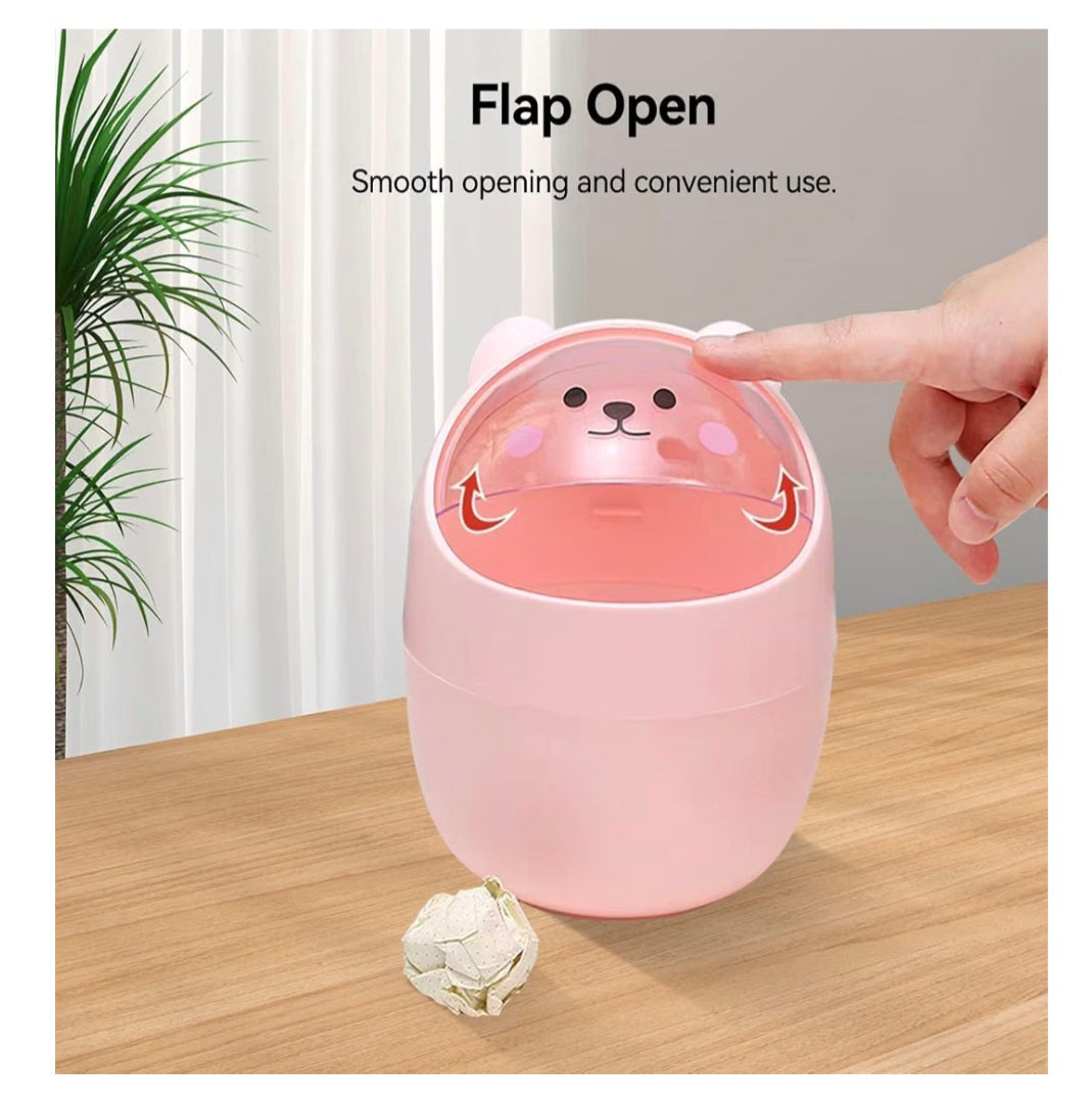 Mini Trash Can with Lid Cute Desktop Trash for Home Office Bedroom & Car-Pink