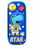 Pencil Case, Space Astronaut Dinosaur Design, Blue Zipper Pouch, School Stationery Kit
