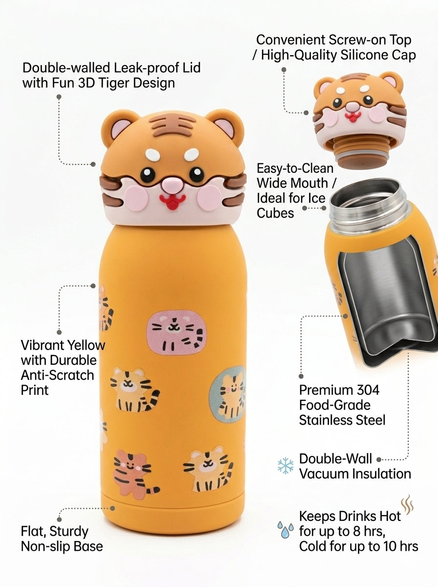 Stainless Steel Kids Lion Water Bottle 400ML